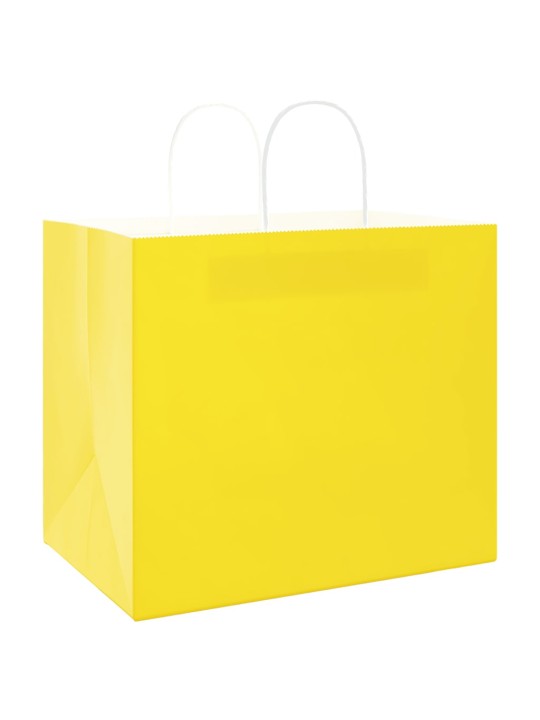 Paperikassit 50 kpl kahvoilla keltainen 32x22x28 cm