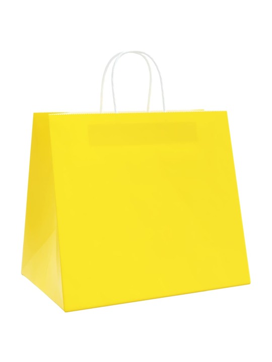 Paperikassit 50 kpl kahvoilla keltainen 32x22x28 cm
