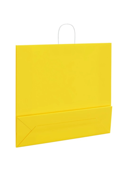 Paperikassit 50 kpl kahvoilla keltainen 54x15x49 cm
