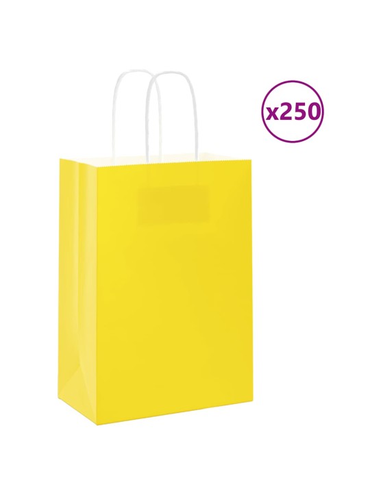 Paperikassit 250 kpl kahvoilla keltainen 15x8x21 cm