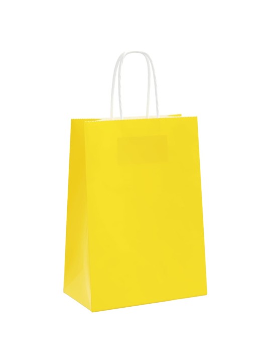Paperikassit 250 kpl kahvoilla keltainen 15x8x21 cm