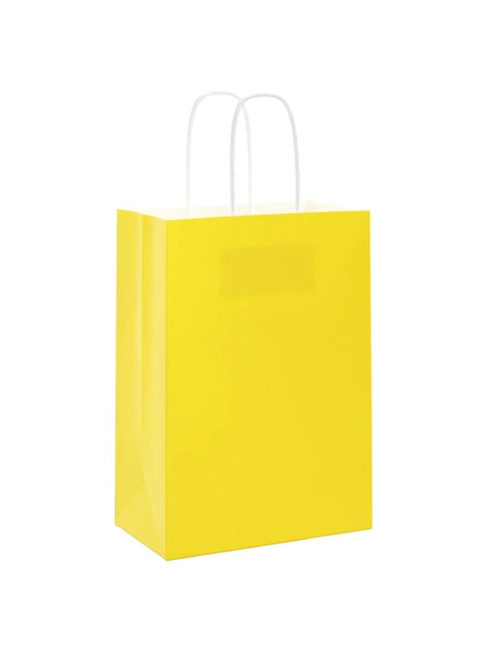 Paperikassit 250 kpl kahvoilla keltainen 15x8x21 cm
