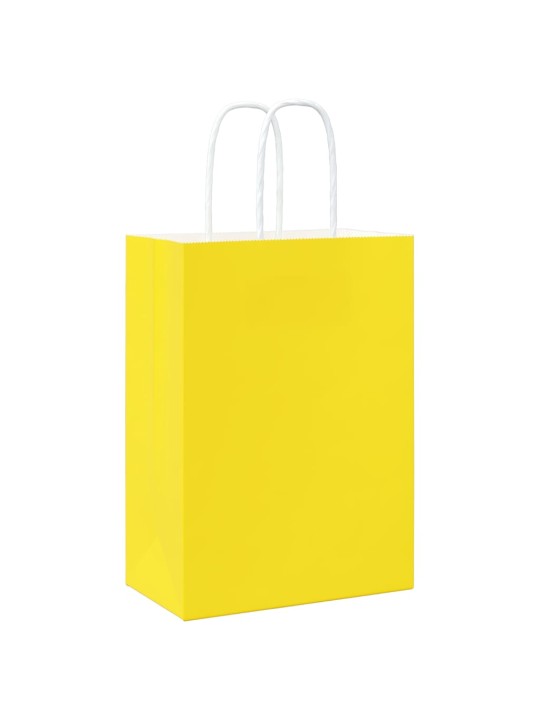 Paperikassit 250 kpl kahvoilla keltainen 15x8x21 cm