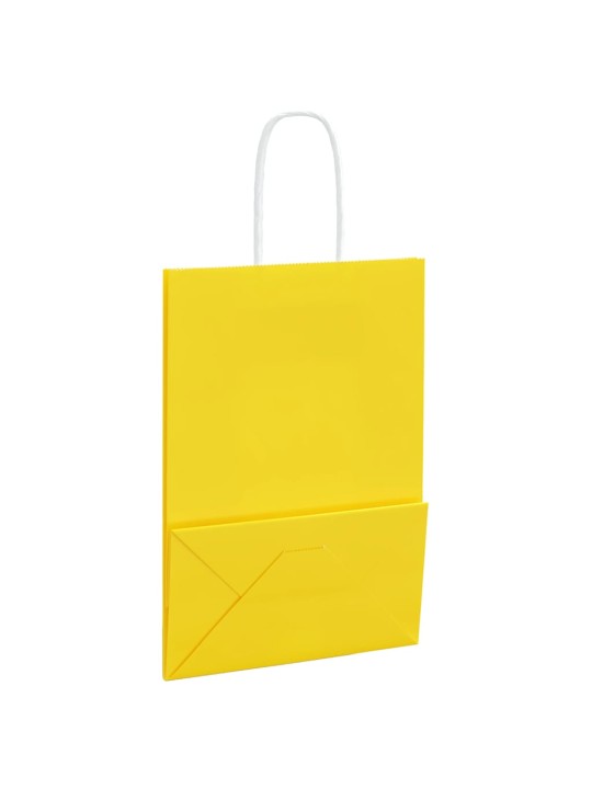 Paperikassit 250 kpl kahvoilla keltainen 15x8x21 cm
