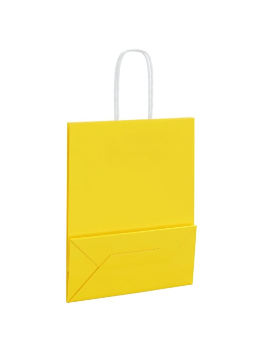 Paperikassit 250 kpl kahvoilla keltainen 18x8x22 cm