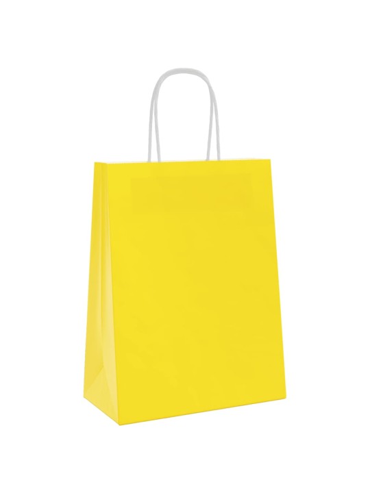 Paperikassit 250 kpl kahvoilla keltainen 21x11x28 cm