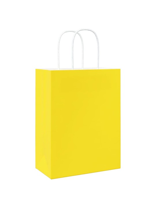 Paperikassit 250 kpl kahvoilla keltainen 21x11x28 cm