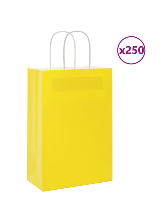 Paperikassit 250 kpl kahvoilla keltainen 21x11x31 cm