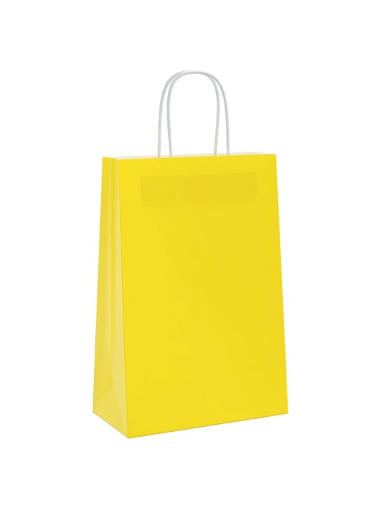 Paperikassit 250 kpl kahvoilla keltainen 21x11x31 cm