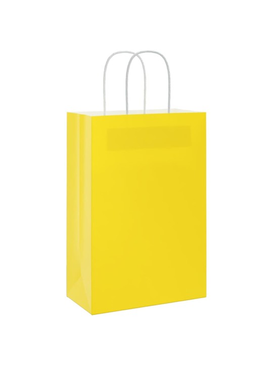 Paperikassit 250 kpl kahvoilla keltainen 21x11x31 cm