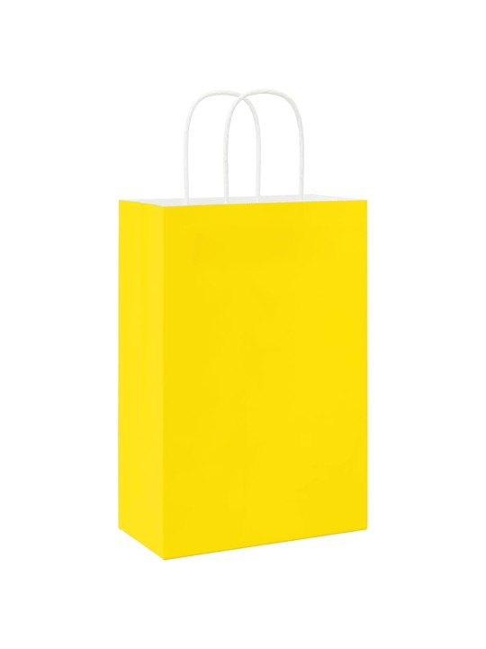 Paperikassit 250 kpl kahvoilla keltainen 21x11x31 cm