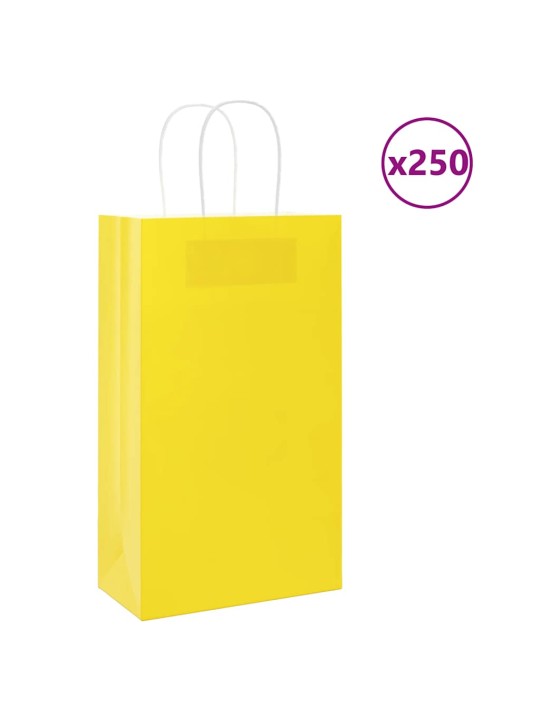 Paperikassit 250 kpl kahvoilla keltainen 21x11x36 cm