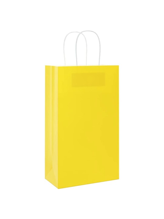 Paperikassit 250 kpl kahvoilla keltainen 21x11x36 cm