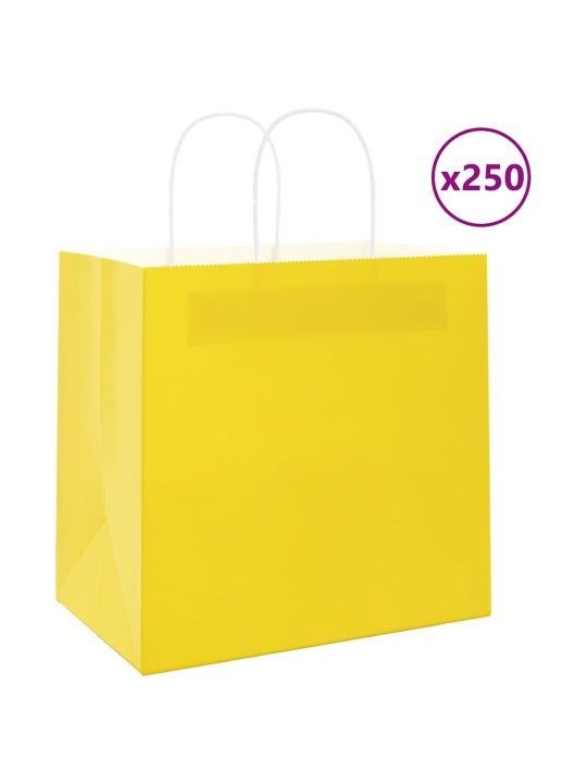 Paperikassit 250 kpl kahvoilla keltainen 26x17x25 cm