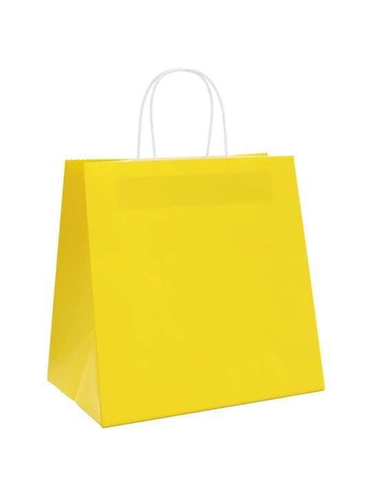 Paperikassit 250 kpl kahvoilla keltainen 26x17x25 cm