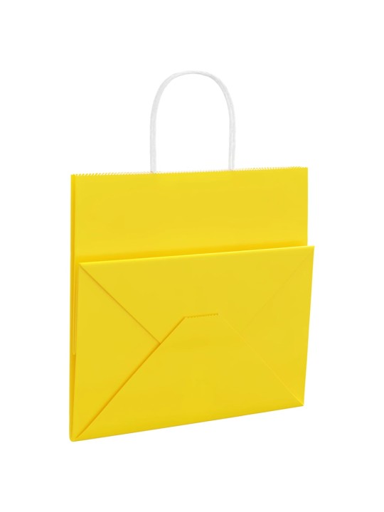 Paperikassit 250 kpl kahvoilla keltainen 26x17x25 cm