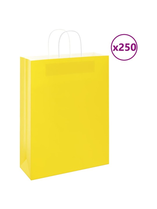 Paperikassit 250 kpl kahvoilla keltainen 32x12x42 cm