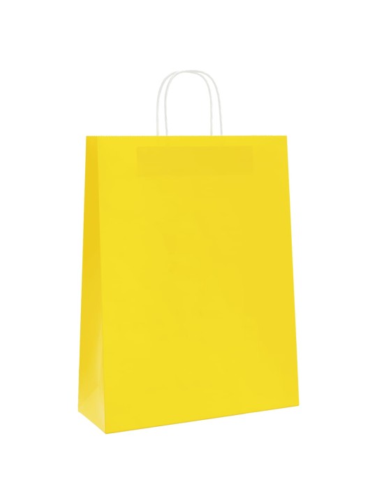Paperikassit 250 kpl kahvoilla keltainen 32x12x42 cm