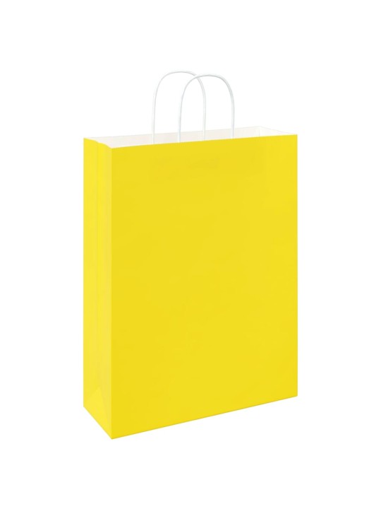 Paperikassit 250 kpl kahvoilla keltainen 32x12x42 cm