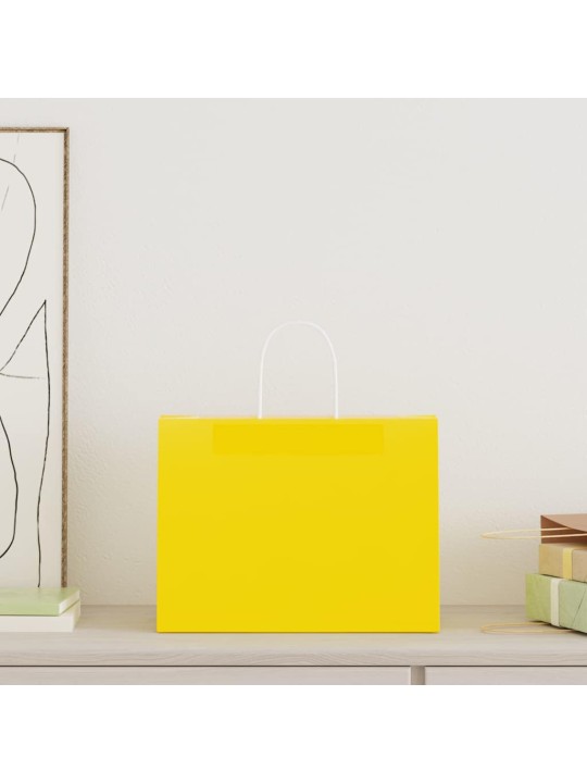 Paperikassit 250 kpl kahvoilla keltainen 32x17x25 cm