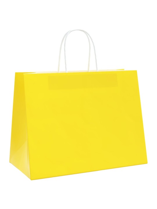 Paperikassit 250 kpl kahvoilla keltainen 32x17x25 cm