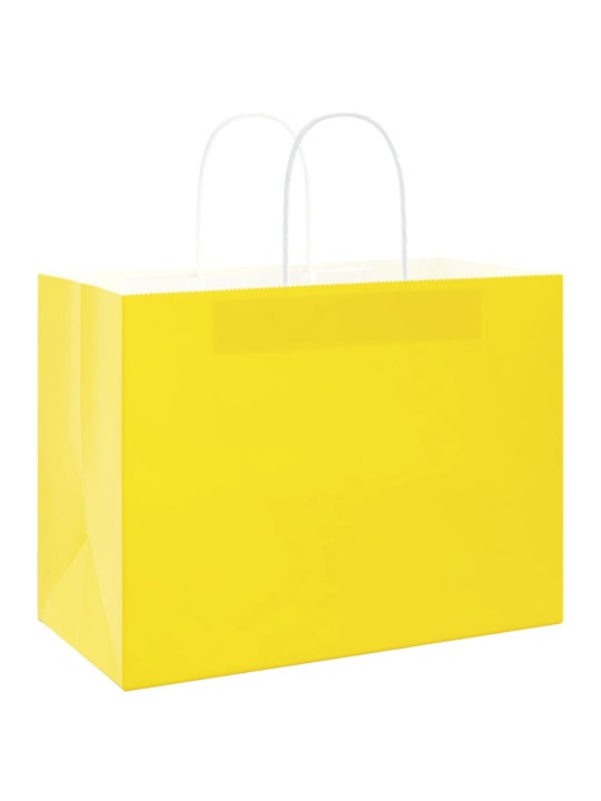 Paperikassit 250 kpl kahvoilla keltainen 32x17x25 cm