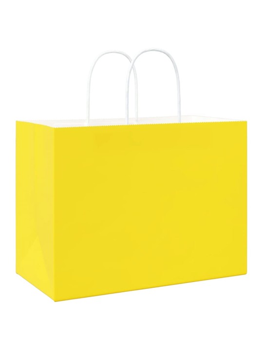 Paperikassit 250 kpl kahvoilla keltainen 32x17x25 cm