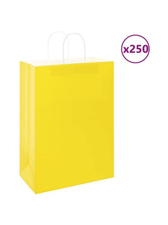 Paperikassit 250 kpl kahvoilla keltainen 32x17x44 cm