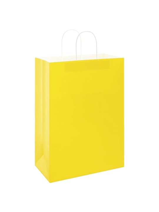 Paperikassit 250 kpl kahvoilla keltainen 32x17x44 cm