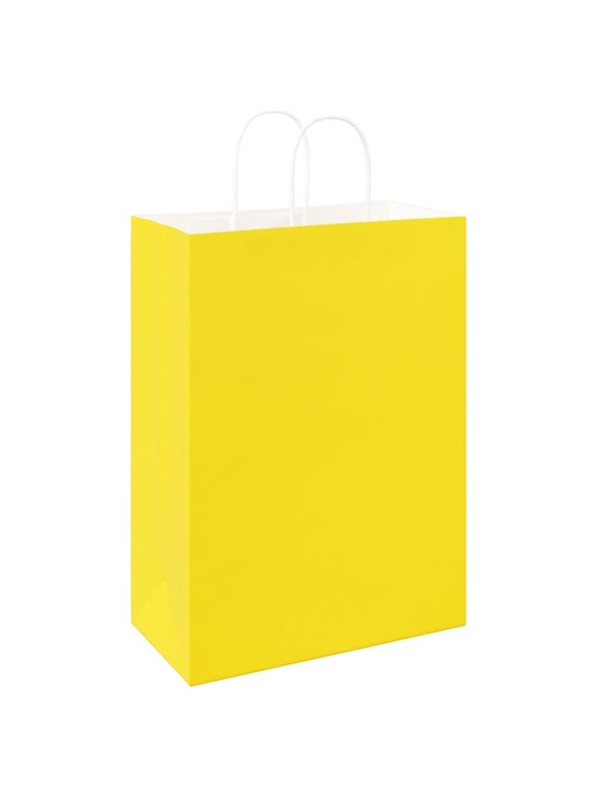 Paperikassit 250 kpl kahvoilla keltainen 32x17x44 cm