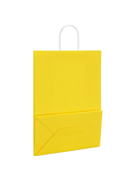 Paperikassit 250 kpl kahvoilla keltainen 32x17x44 cm