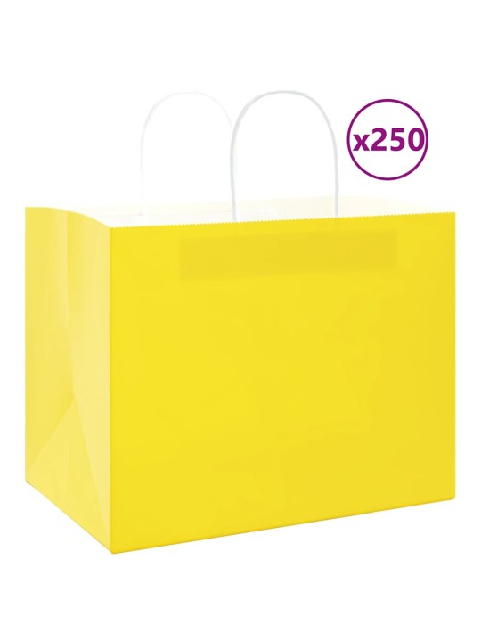 Paperikassit 250 kpl kahvoilla keltainen 32x22x24 cm