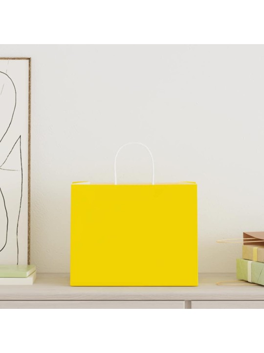 Paperikassit 250 kpl kahvoilla keltainen 32x22x24 cm