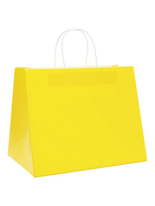 Paperikassit 250 kpl kahvoilla keltainen 32x22x24 cm