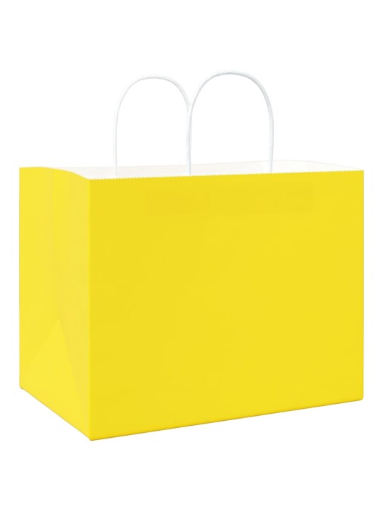 Paperikassit 250 kpl kahvoilla keltainen 32x22x24 cm