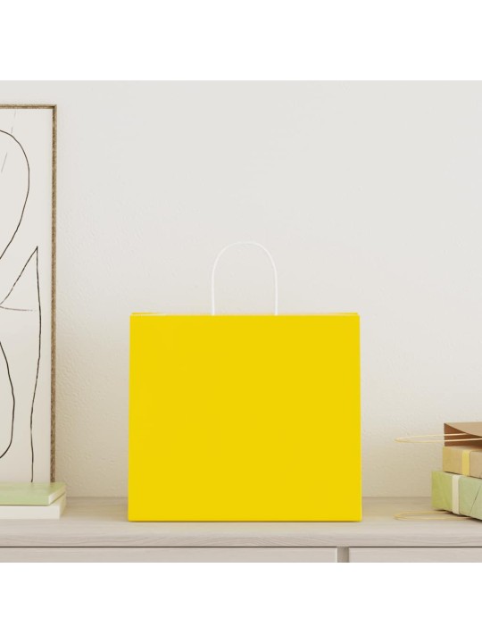 Paperikassit 250 kpl kahvoilla keltainen 32x22x28 cm