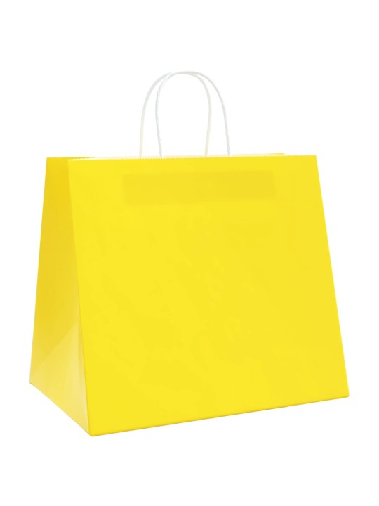 Paperikassit 250 kpl kahvoilla keltainen 32x22x28 cm