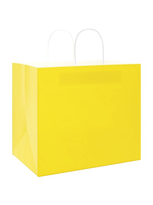 Paperikassit 250 kpl kahvoilla keltainen 32x22x28 cm