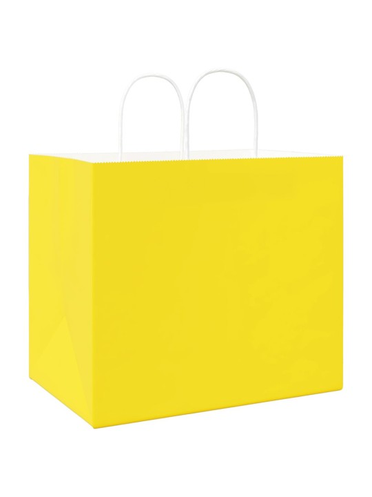 Paperikassit 250 kpl kahvoilla keltainen 32x22x28 cm