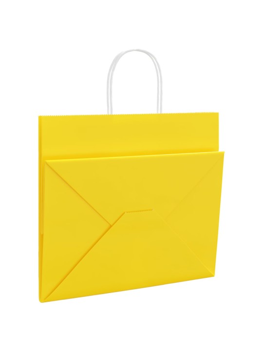 Paperikassit 250 kpl kahvoilla keltainen 32x22x28 cm