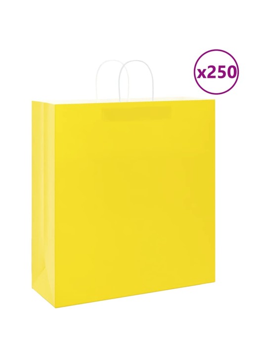 Paperikassit 250 kpl kahvoilla keltainen 45x17x48 cm