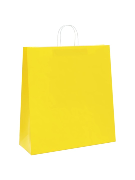 Paperikassit 250 kpl kahvoilla keltainen 45x17x48 cm
