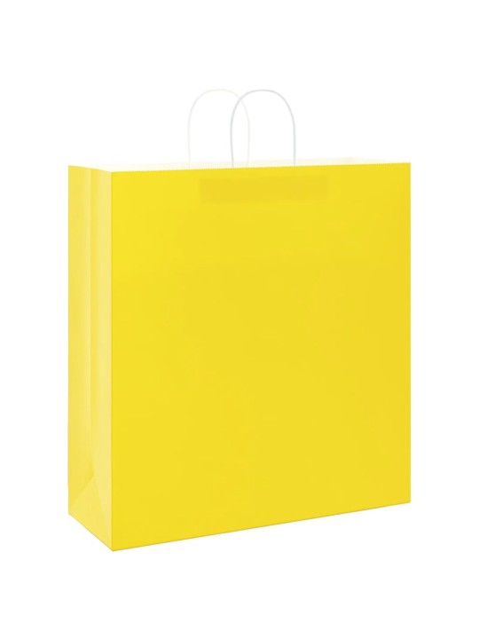 Paperikassit 250 kpl kahvoilla keltainen 45x17x48 cm