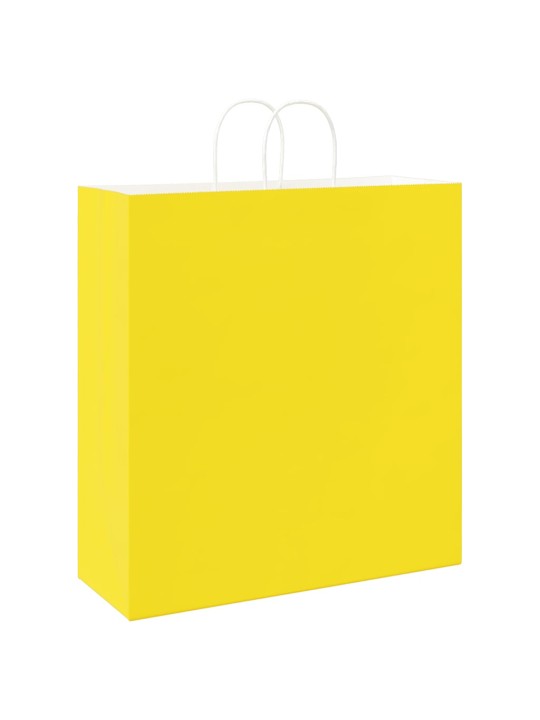 Paperikassit 250 kpl kahvoilla keltainen 45x17x48 cm