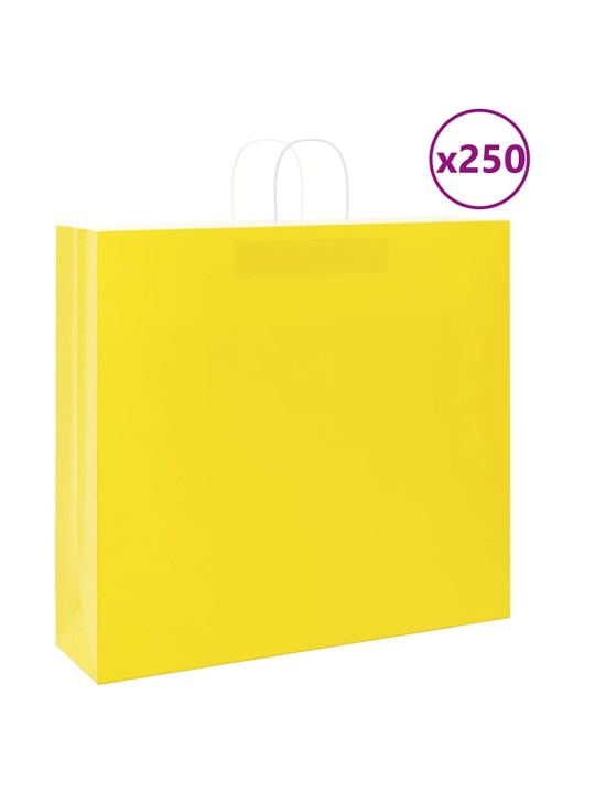 Paperikassit 250 kpl kahvoilla keltainen 54x15x49 cm