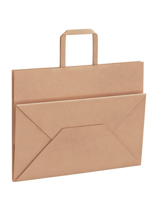 Paperikassit 50 kpl kahvoilla ruskea 32x17x25 cm