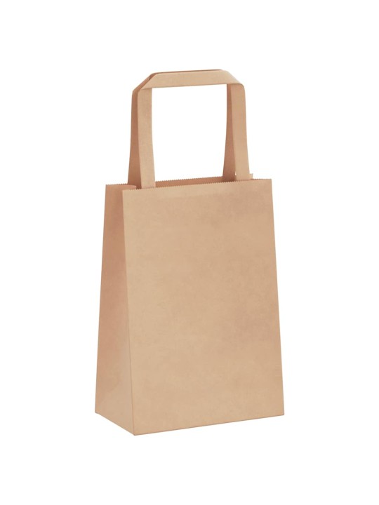 Paperikassit 250 kpl kahvoilla ruskea 15x8x21 cm