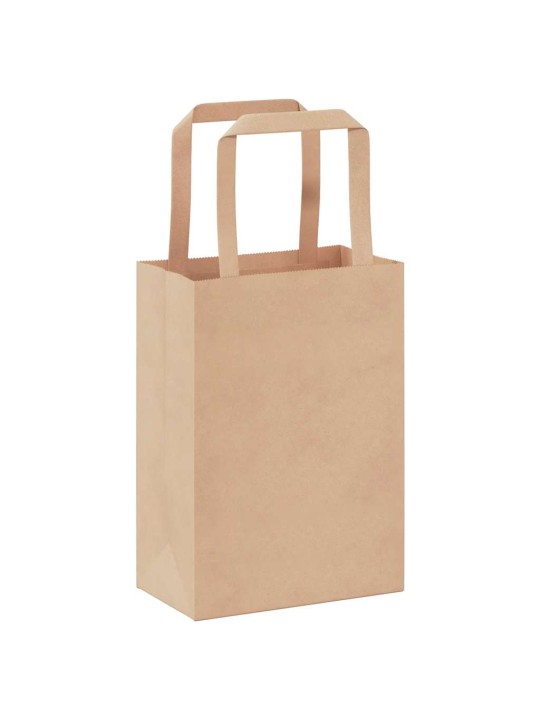 Paperikassit 250 kpl kahvoilla ruskea 15x8x21 cm