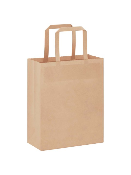 Paperikassit 250 kpl kahvoilla ruskea 18x8x22 cm