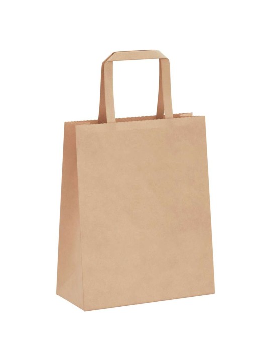 Paperikassit 250 kpl kahvoilla ruskea 18x8x22 cm